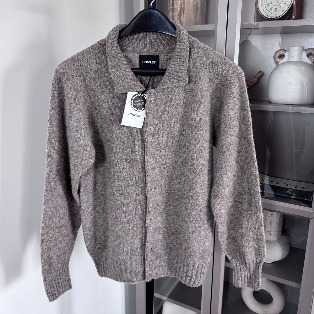 HOWLIN' Creatures Of The Howlin Moon Brown Wool Polo Cardigan XL NEW Sweater